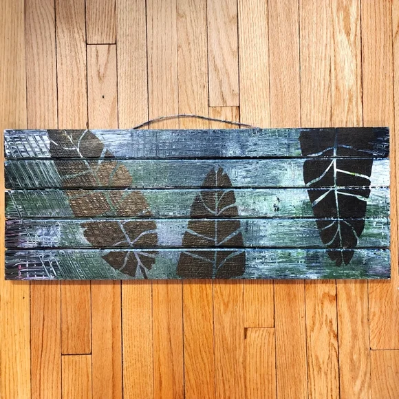 HANDCRAFTED Wood Contemporary Wall Decor Artwork HANDPAINTED Painting Jungle Art - Picture 3 of 16